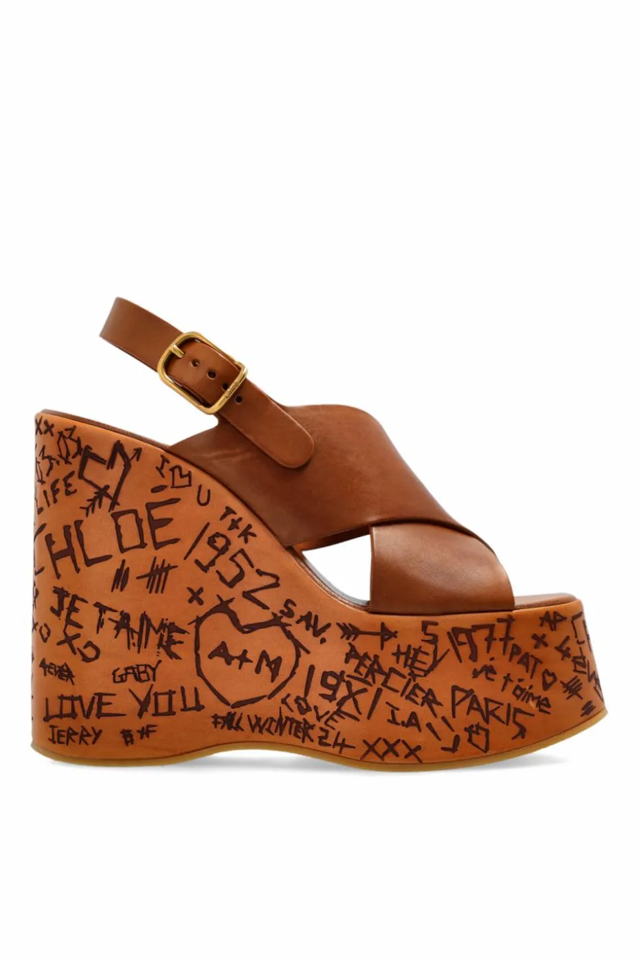 Chloé BROWN Maxime wedge sandals