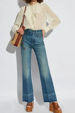 Chloé cream Silk top with lace trim