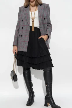 Chloé GREY Double-breasted checkered blazer