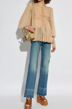 Chloé PINK Silk top with draping