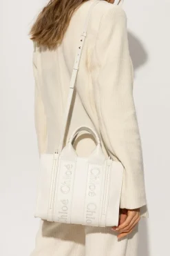 Chloé WHITE ‘Woody Small’ shopper bag