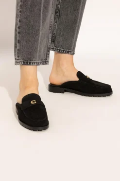 Coach BLACK Slides with logo