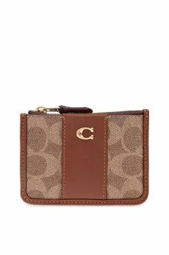 Coach BROWN Card holder with logo