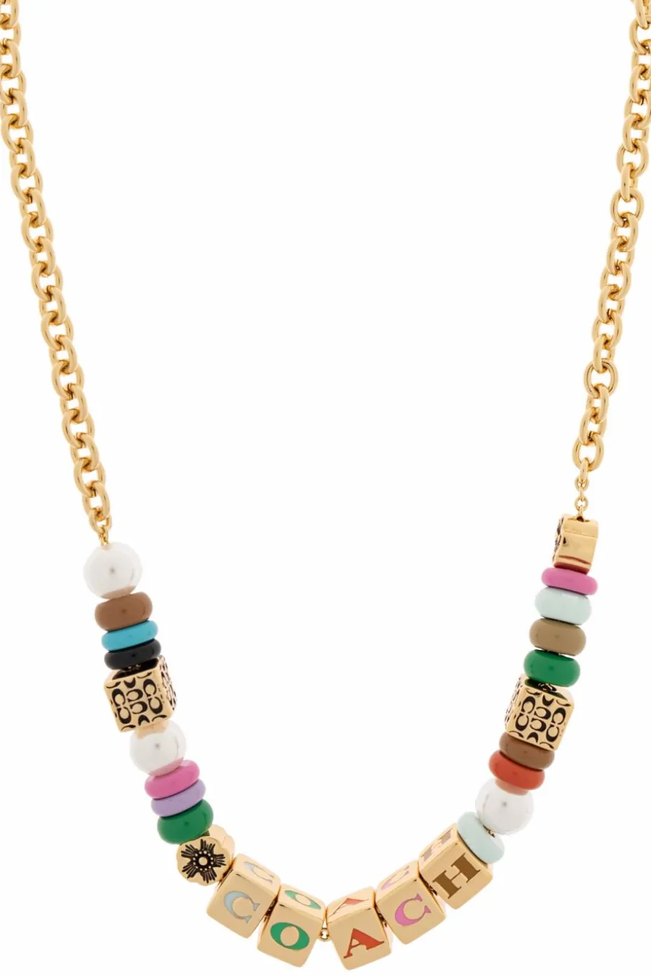 Coach GOLD Necklace with colorful appliqués