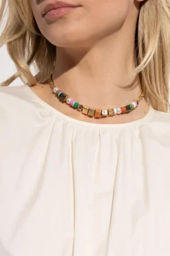 Coach GOLD Necklace with colorful appliqués
