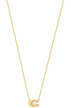 Coach GOLD Necklace with pendant in the shape of a logo