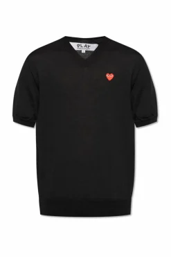 Comme des Garçons Play BLACK Woolen V-neck T-shirt
