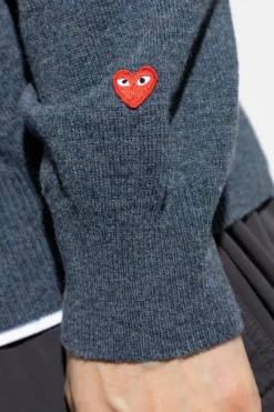 Comme des Garçons Play BLUE Cardigan with logo patch