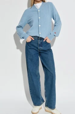 Comme des Garçons Play light blue Cardigan with logo patch