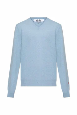 Comme des Garçons Play light blue V-neck sweater