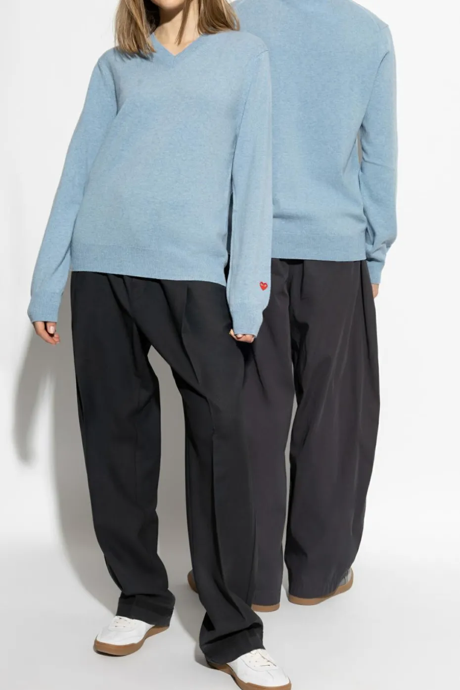 Comme des Garçons Play light blue V-neck sweater