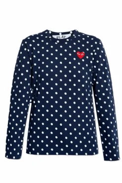 Comme des Garçons Play NAVY BLUE Polka Dot Pattern Top
