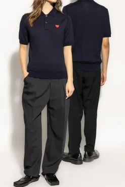 Comme des Garçons Play NAVY BLUE Wool Polo