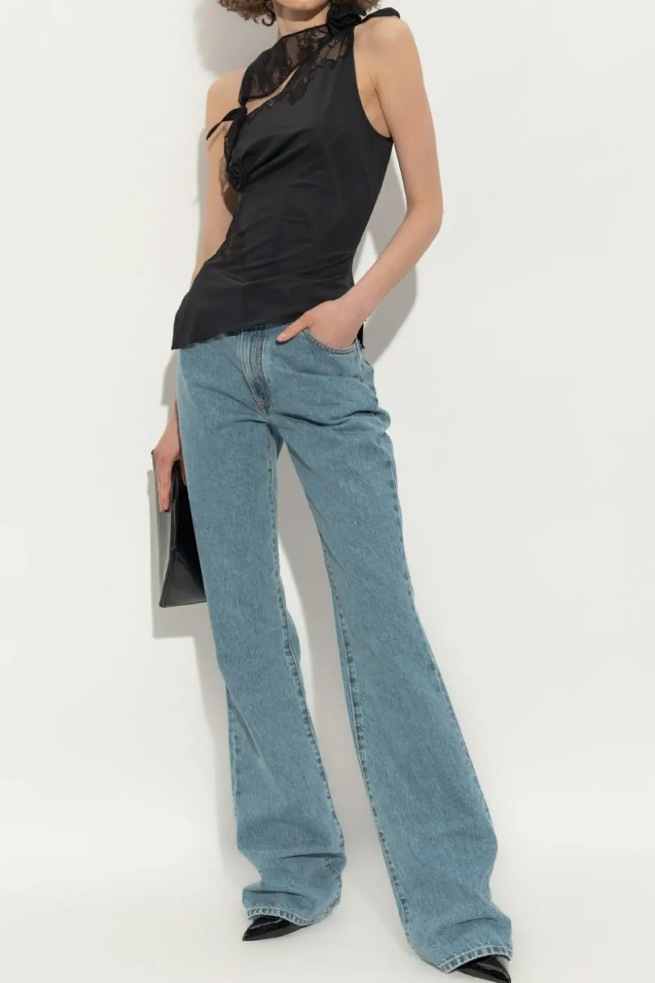 Coperni BLACK Top with lace inserts