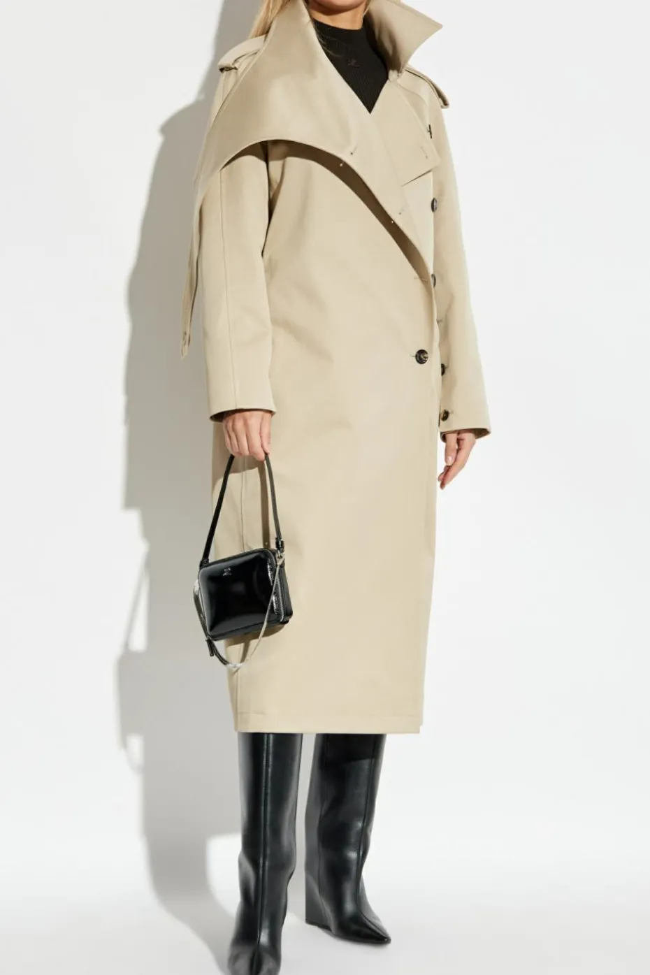 Courrèges beige Double-breasted trench coat