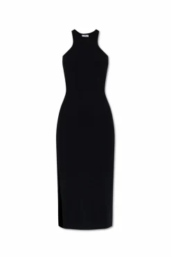Courrèges BLACK Ribbed strap dress