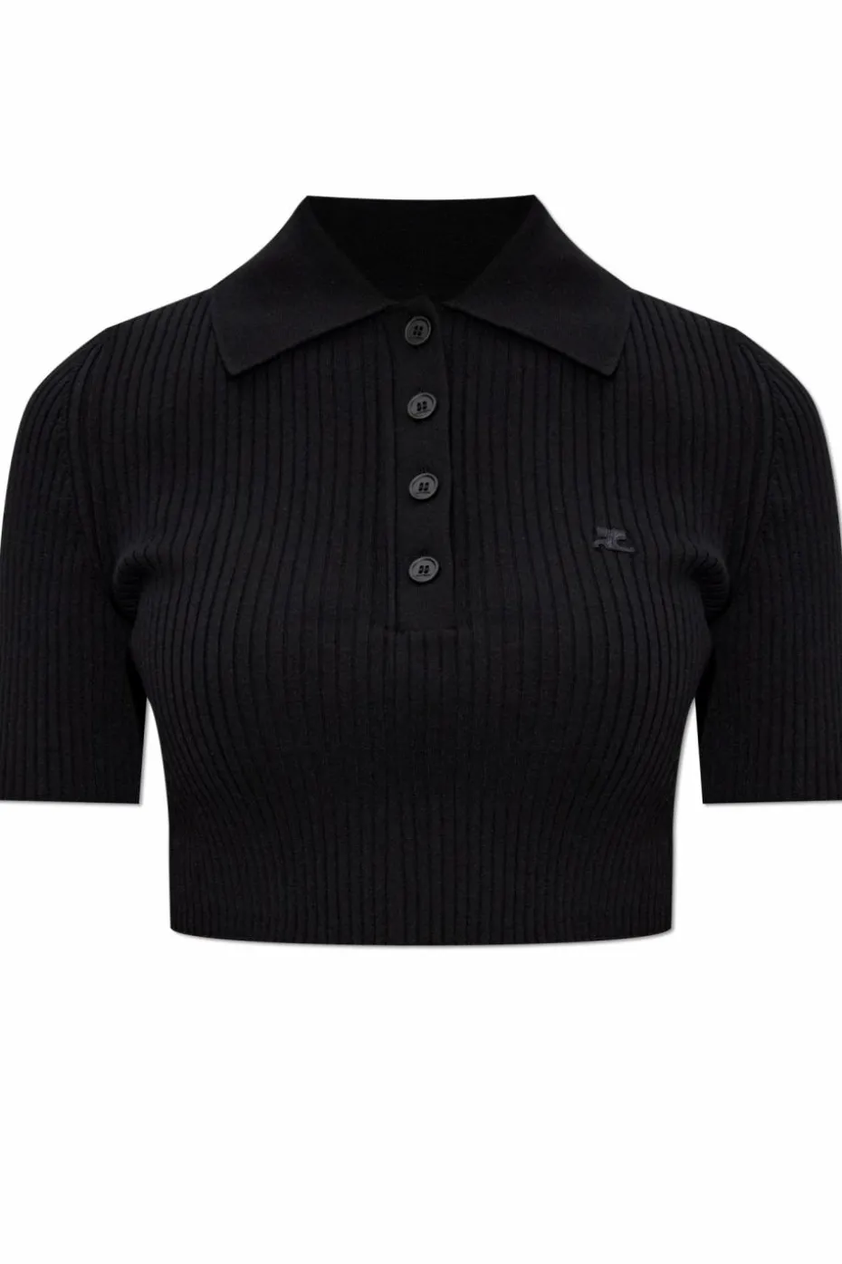 Courrèges BLACK Short top with embroidered logo