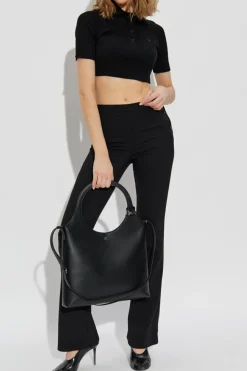 Courrèges BLACK Short top with embroidered logo