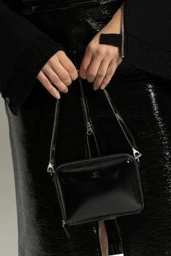 Courrèges BLACK Shoulder bag with logo appliqué