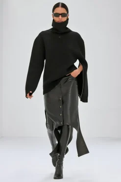 Courrèges BLACK Turtleneck with embroidered logo