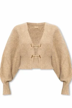 Cult Gaia beige ‘Casella’ ribbed cardigan