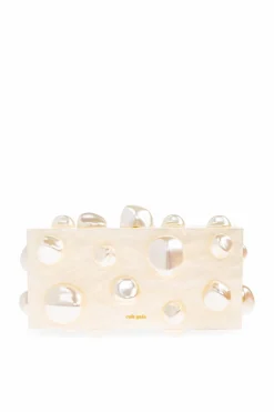 Cult Gaia cream Clutch "Orbs"