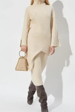 Cult Gaia cream 'Cookne' turtleneck dress