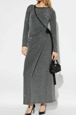Diane Von Furstenberg GREY Dress Simona with shimmering appliqués