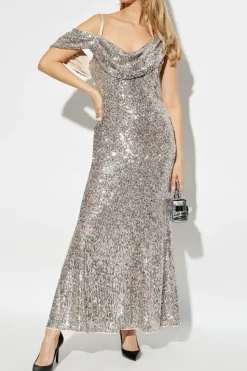 Diane Von Furstenberg SILVER Dress Joaquin with shimmering sequins