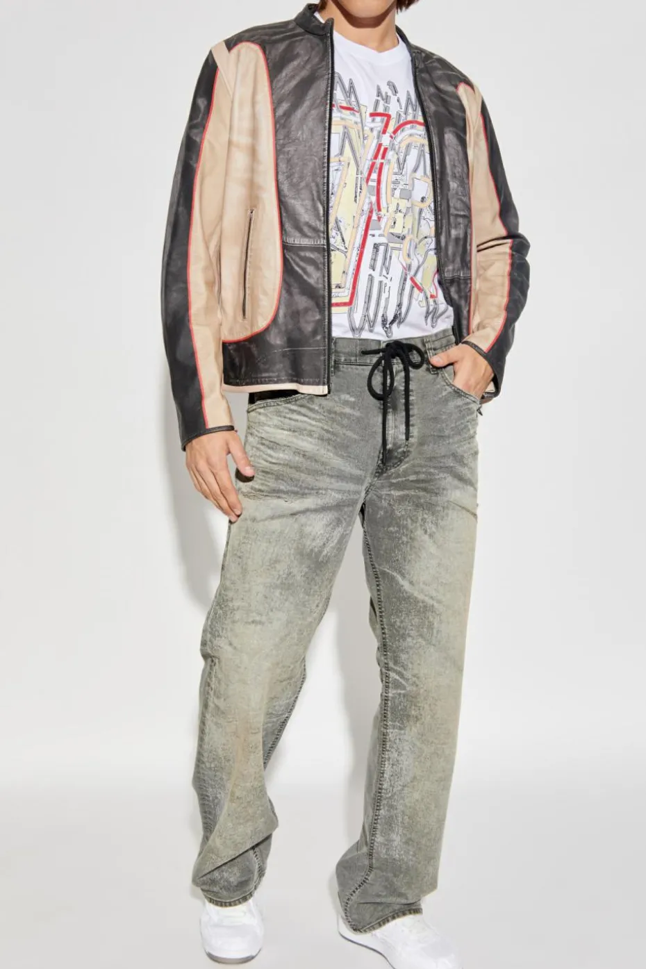 Diesel beige Leather jacket "L-EVERT"