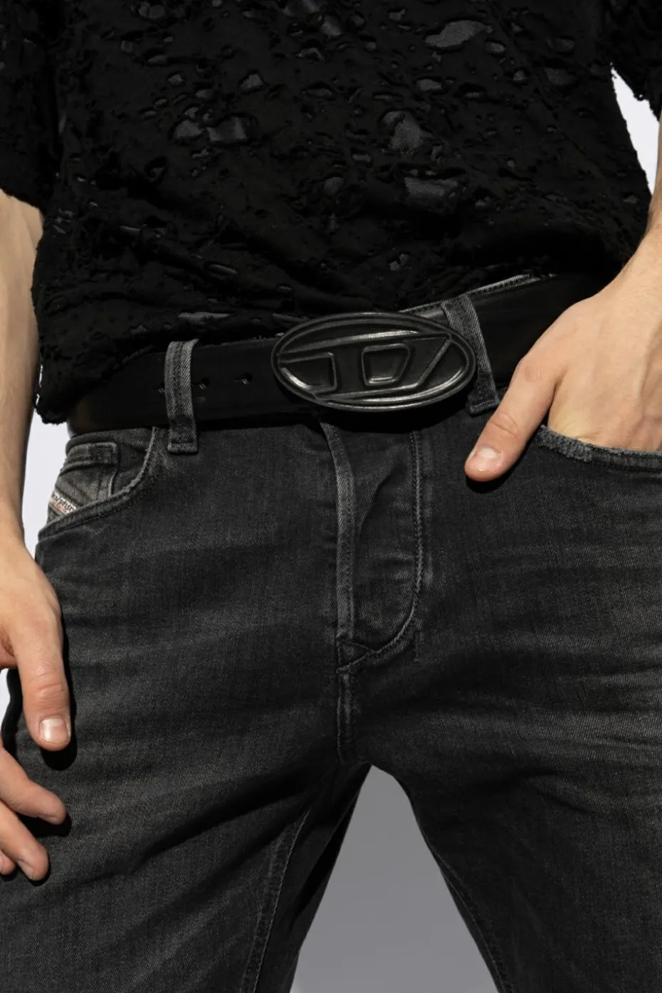 Diesel BLACK Belt `B-1DR SCRATCH`