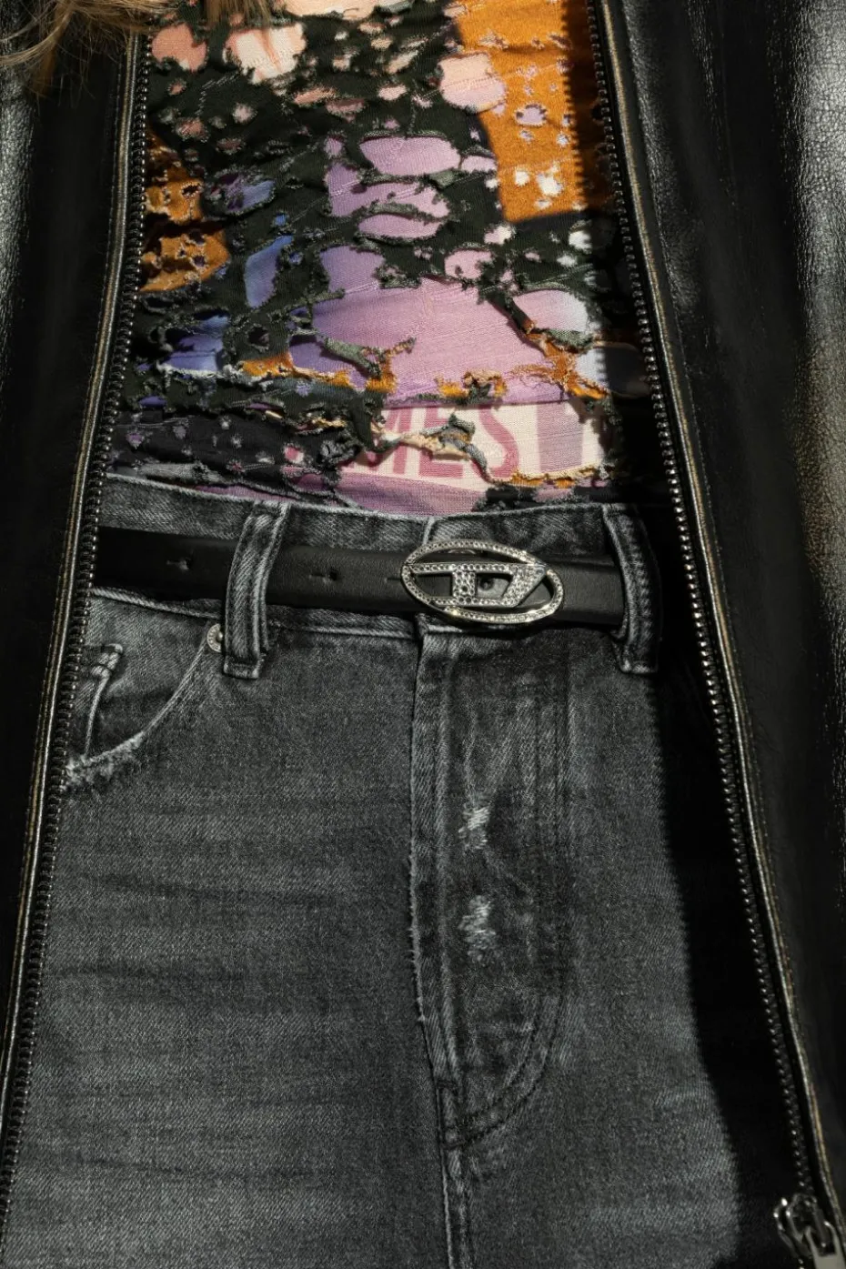 Diesel BLACK Belt 'B-1DR STRASS'