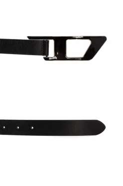 Diesel BLACK ‘D LOGO B-DLOGO II’ leather belt