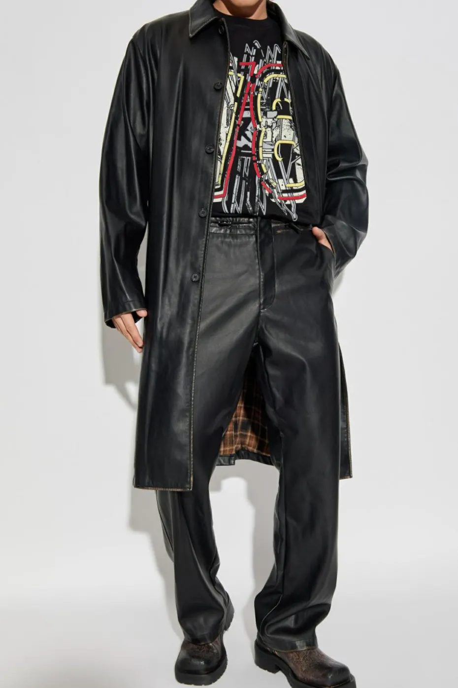 Diesel BLACK Faux leather coat 'J-RIVERS'