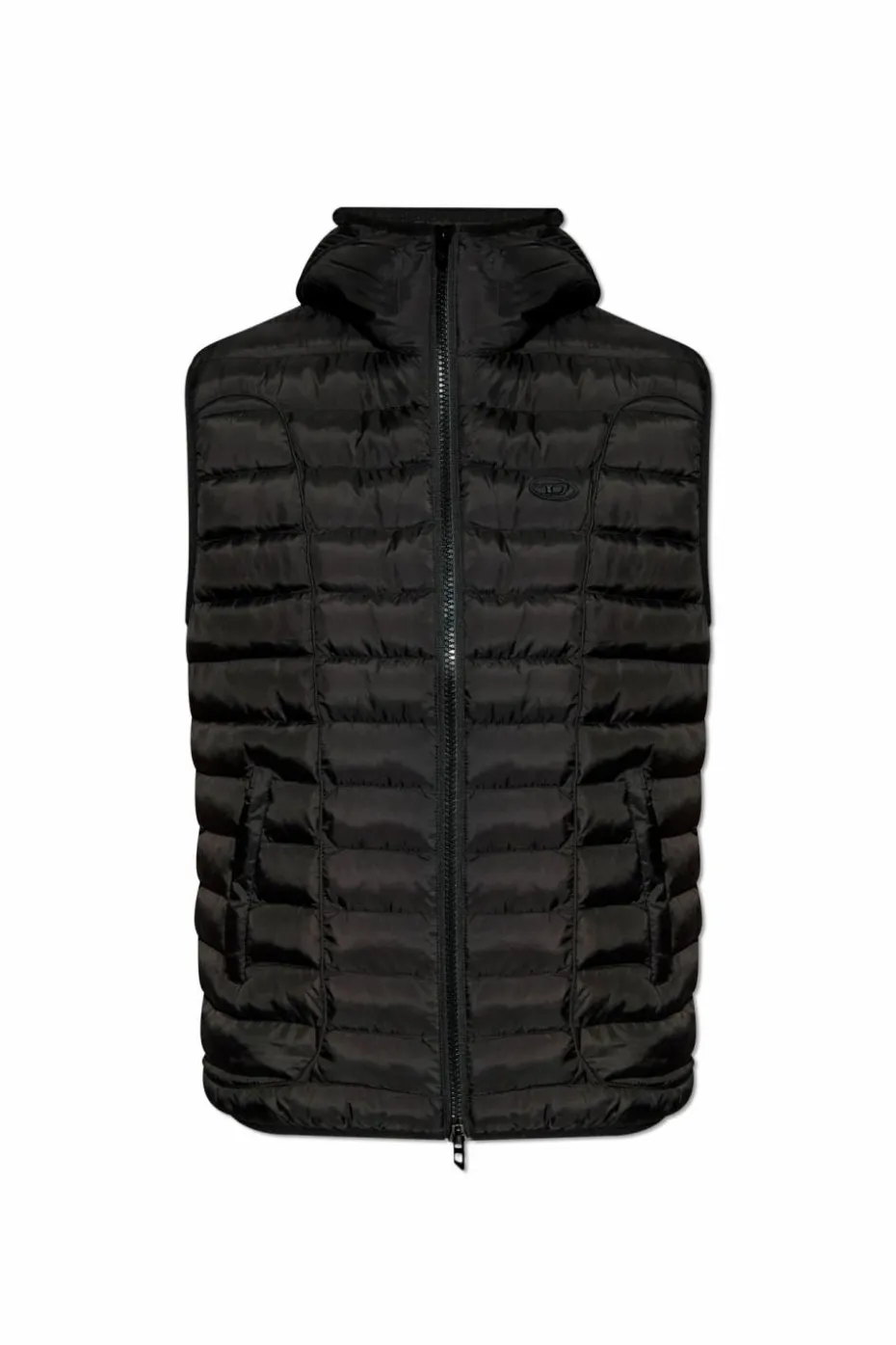 Diesel BLACK Hooded Vest 'W-TEMPLE'