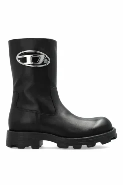 Diesel BLACK Leather ankle boots `D-HAMMER`
