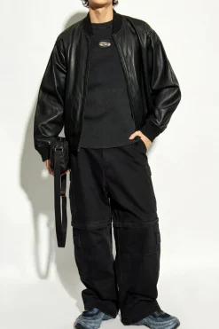 Diesel BLACK Leather jacket L-KHAT