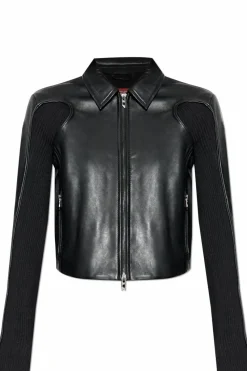 Diesel BLACK Leather jacket `L-TOTEM-P1`
