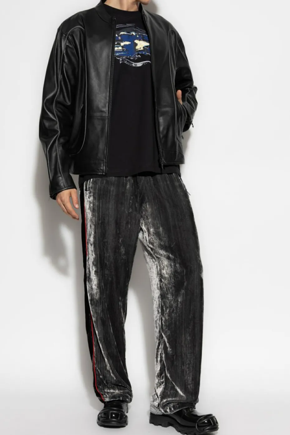 Diesel BLACK Leather jacket `L-KRIXY`