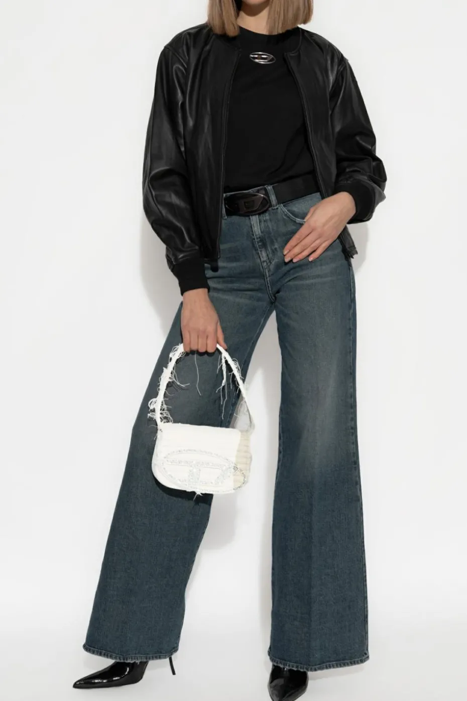 Diesel BLACK Leather jacket L-ILYAN