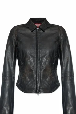 Diesel BLACK Leather jacket ` L-EGRAD`