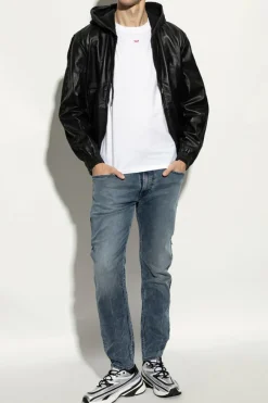 Diesel BLACK Leather jacket L-OCHS