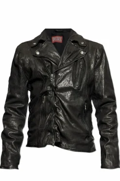 Diesel BLACK Leather jacket "L-UNCAN"