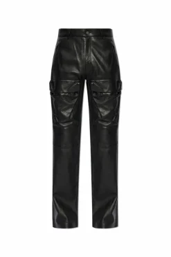 Diesel BLACK Leather pants P-GAST
