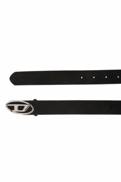 Diesel BLACK ‘OVAL D LOGO B-1DR-LAYER’ leather belt