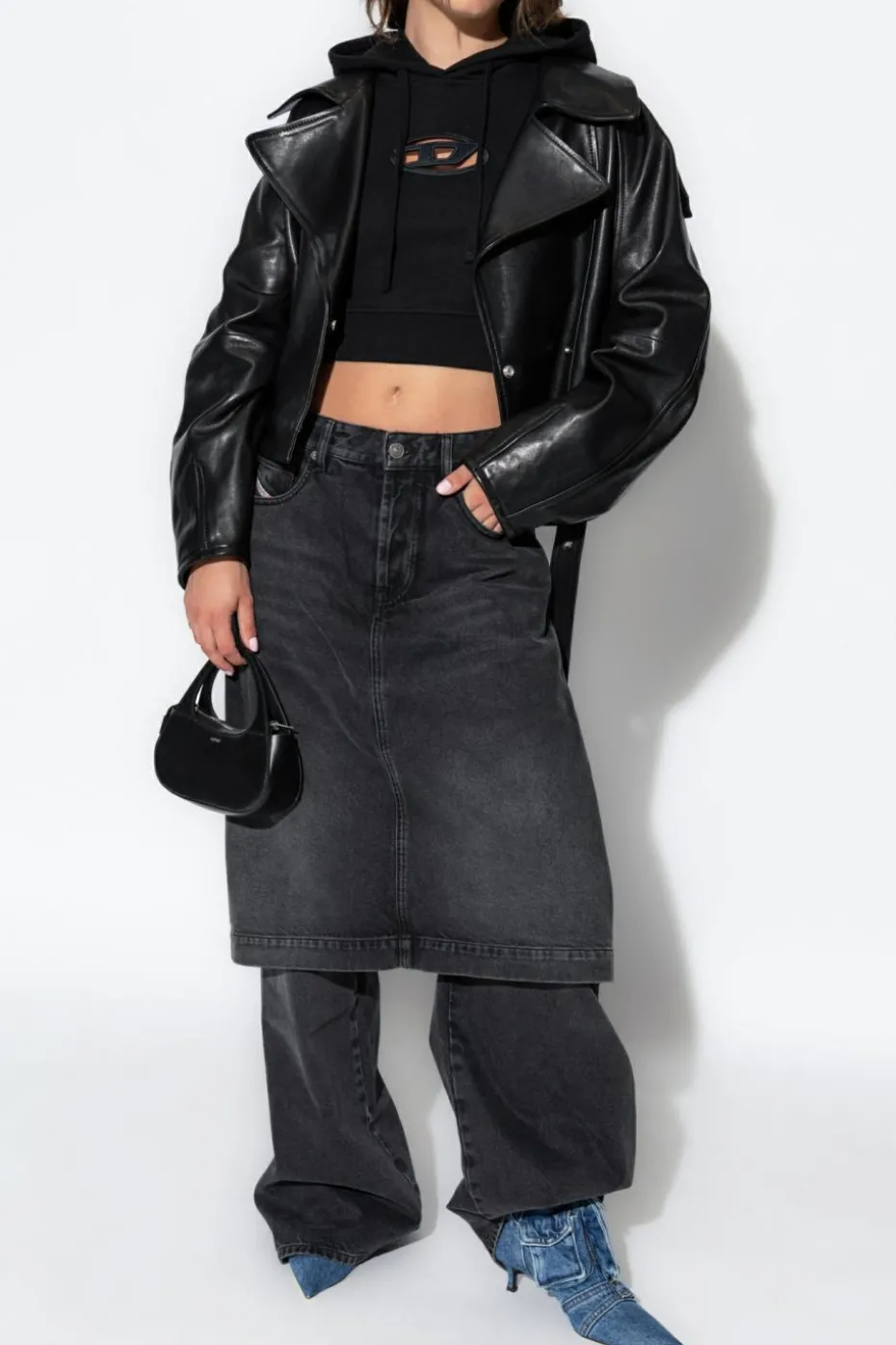 Diesel BLACK Sweatshirt with `F-SLIMMY-HOOD-OD` logo