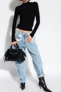 Diesel BLACK ‘T-MOKKY-LS-MICRODIV’ ribbed top