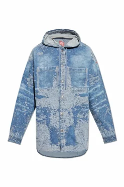 Diesel BLUE Denim shirt with hood D-DEWNYS-HOOD-S