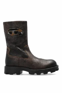 Diesel BROWN Leather ankle boots `D-HAMMER`