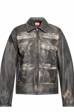 Diesel BROWN Leather jacket `L-MAYER`